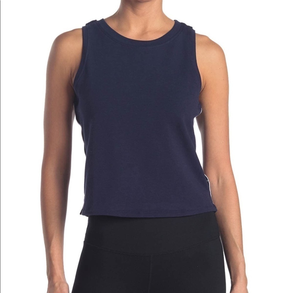 Splendid NWT Cropped Tank Top Side Snaps Blue Sm - Picture 7 of 8